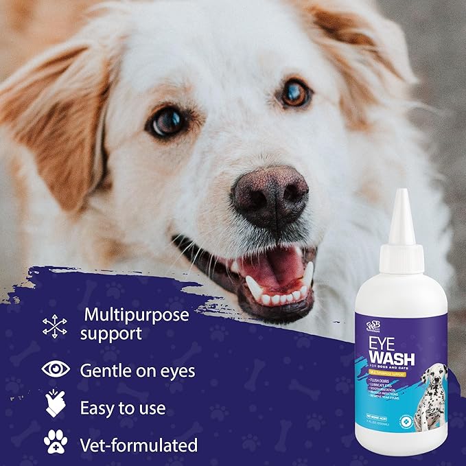 Dog Eye Drops 200ml,All Natural Ingredients Eye Wash for Dogs and Cats, Cleanses Tear Stains, Mucus, Improves Allergy Symptoms and Dry Eyes(2pack)