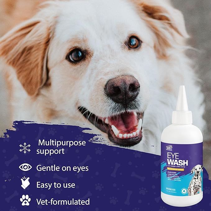 Dog Eye Drops 200ml,All Natural Ingredients Eye Wash for Dogs and Cats, Cleanses Tear Stains,Goop Mucus, Improves Allergy Symptoms and Dry Eyes