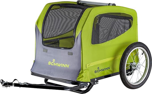 Schwinn Rascal Bike Dog Trailer, Carrier for Small and Large Pets, Easy Folding Cart Frame, Quick Release Wheel, Universal Bicycle Coupler, Washable Non-Slip Lining