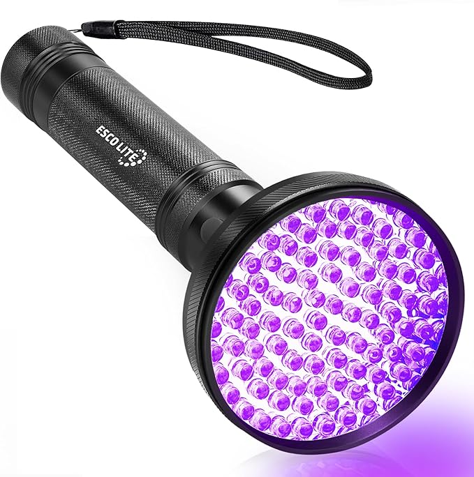 ESCO LITE Black Light UV Flashlight, 100 LED Black Light for Pet Urine Detection,Ultraviolet Flashlights for Dog Urine, Scorpions,Dry Stains and Bed Bug