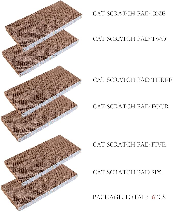 6 Packs Cardboard cat Scratcher cat Scratch pad Double-Sided cat scratchers for Indoor Cats Grind Claws Play and Sleep