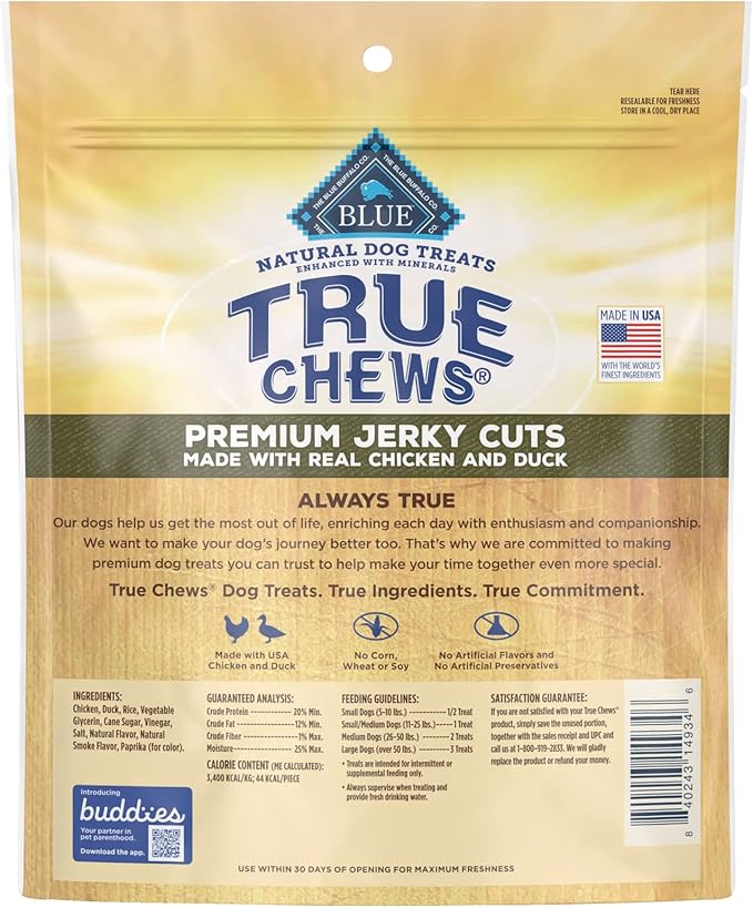 Blue Buffalo True Chews Premium Jerky Cuts Natural Dog Treats, Duck 12 oz