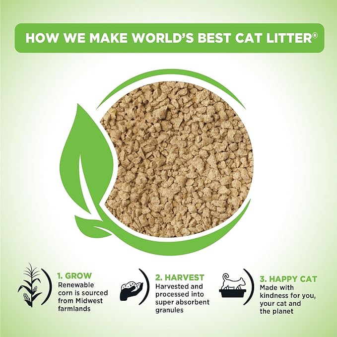 WORLD'S BEST CAT LITTER Comfort Care Unscented, 32-Pounds - Natural Ingredients, Quick Clumping, Flushable, 99% Dust Free & Made in USA - Long-Lasting Odor Control & Easy Scooping packaging may vary