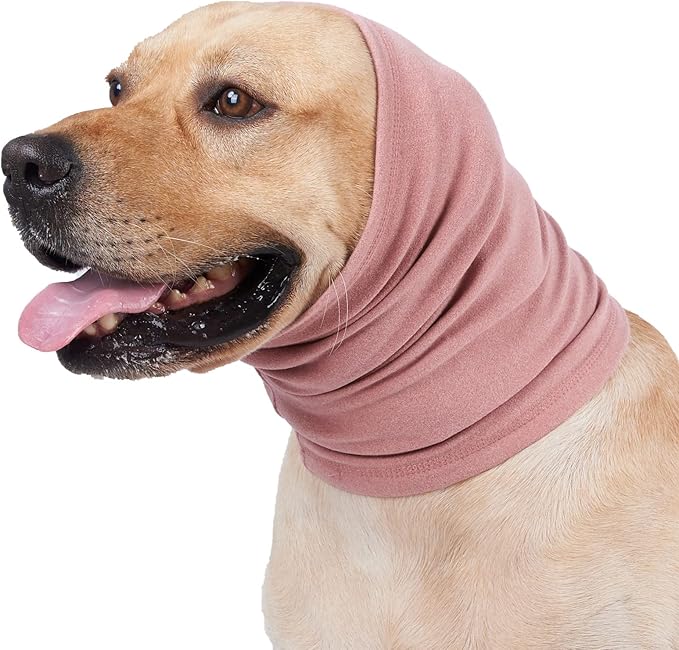 Snood for Dogs Ear Protection Pet Ear Flap Head Wrap for Noise Cancelling Dog Neck and Ears Dog Calming Ear Cover Pink M