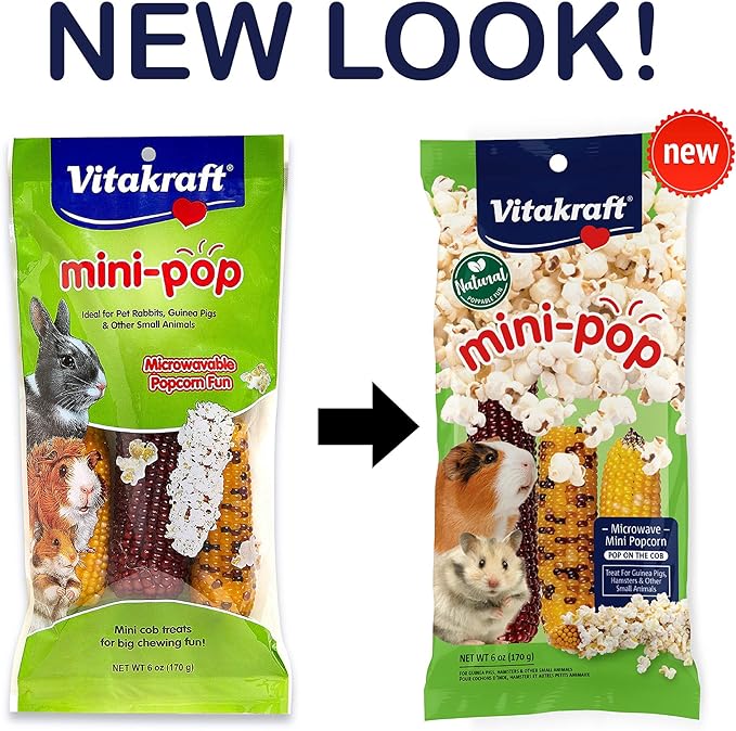 Vitakraft Mini Pops Treat for Small Animals - 100% Real Corn Cob - Supports Healthy Teeth - 6 oz