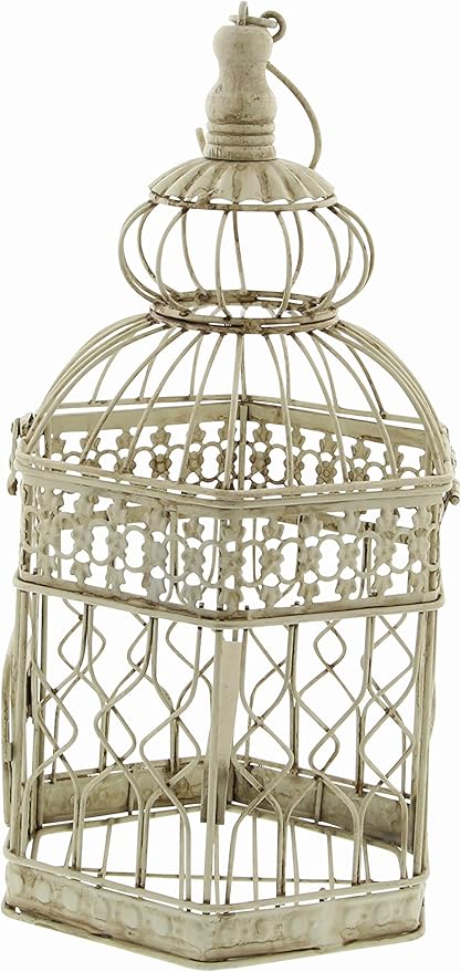 Deco 79 66520 Inch, Set of 2 Metal Bird Cage, 21", 18"H, Cream, 2 Count