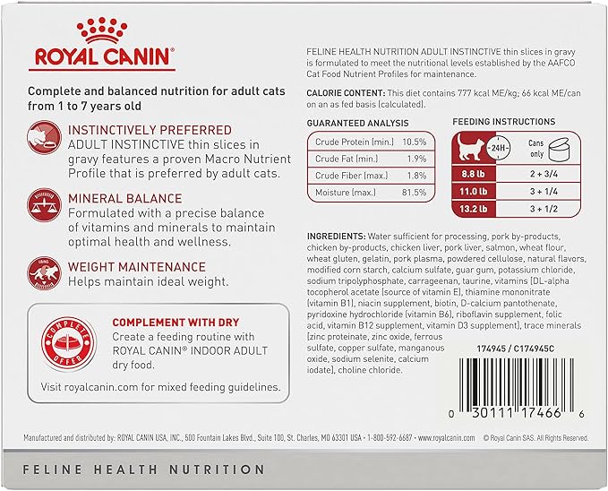 Royal Canin Adult Instinctive Thin Slices in Gravy Wet Cat Food, 3 oz can (6-pack)