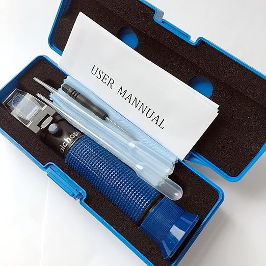 Salinity Refractometer for Seawater and Marine Fishkeeping Aquarium, Saltwater Pool, with ATC Function, Dual Scale: Salinity 0-100‰ and Corresponding Specific Gravity