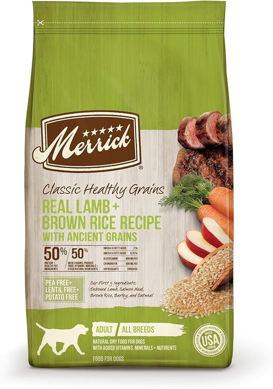 Merrick Classic Healthy Grains Dry Dog Food Real Lamb + Brown Rice Recipe with Ancient Grains - 12 lb. Bag