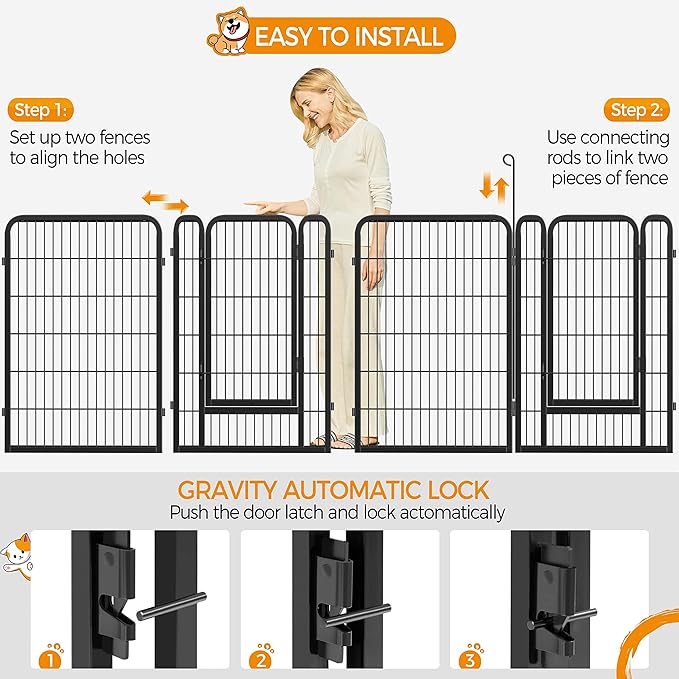 Yaheetech Dog Playpen Outdoor, 6 Panel Dog Fence 40" Indoor Pet Pen for Large/Medium/Small Dogs Heavy Duty Pet Exercise Pen for Puppy/Rabbit/Small Animals Portable Playpen for RV Camping Garden Yard