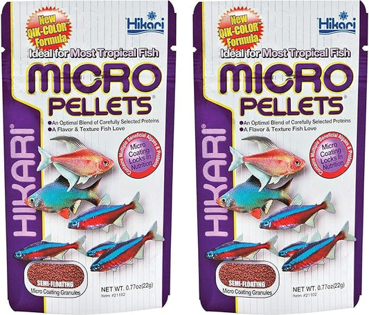 Hikari Tropical Semi-Floating Micro Pellets Fish Food, 0.77 Oz (22g) | Pack of 2