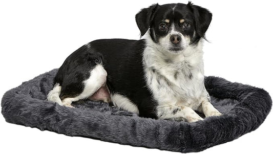 MidWest Homes for Pets Bolster Dog Bed 24L-Inch Gray Dog Bed or Cat Bed w/ Comfortable Bolster | Ideal for Small Dog Breeds & Fits a 24-Inch Dog Crate | Easy Maintenance Machine Wash & Dry
