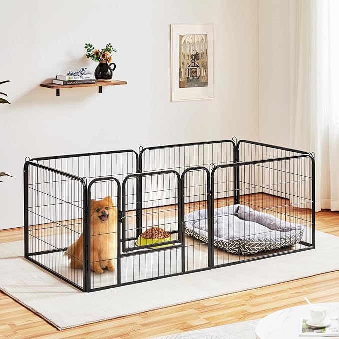 Yaheetech Heavy Duty Extra Wide Dog Playpen, 6 Panels Outdoor Pet Fence for Medium/Small Animals Foldable Puppy Exercise Pen for Garden/Yard/RV/Camping 24 Inch Height x 32 Inch Width