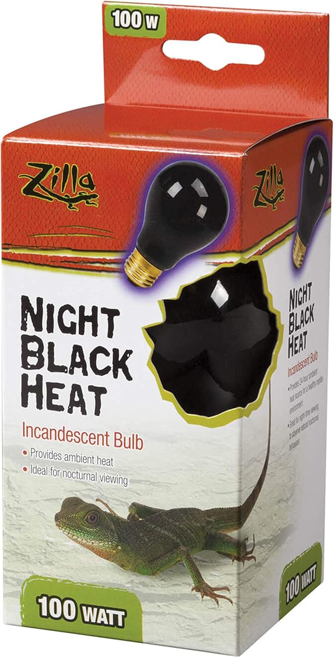 Zilla Reptile Terrarium Incandescent Heat Bulb, Night Black, 100 Watts