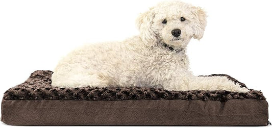 Furhaven Orthopedic Dog Bed for Medium/Small Dogs w/ Removable Washable Cover, For Dogs Up to 35 lbs - Ultra Plush Faux Fur & Suede Mattress - Chocolate, Medium