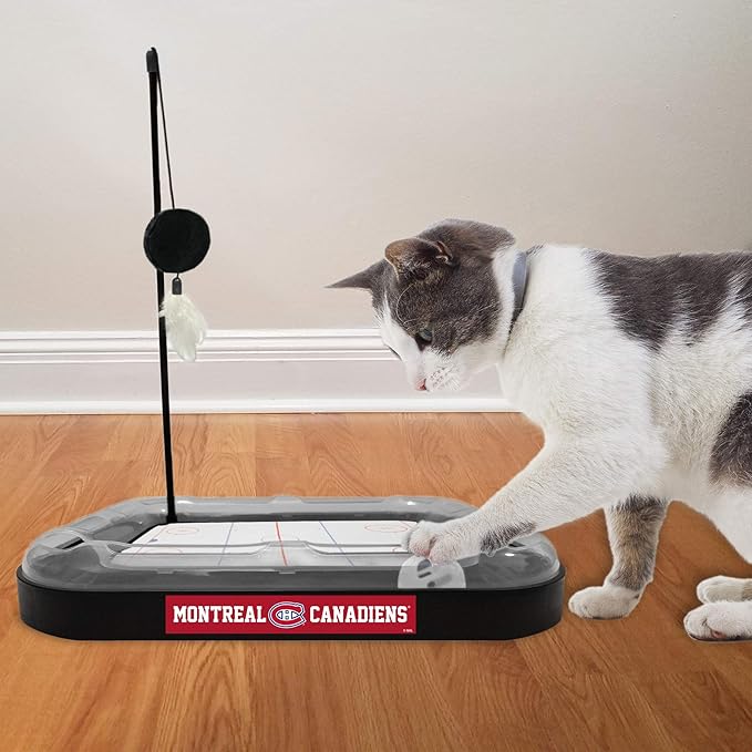 Pets FIrst Cat Scratching Toy NHL Montreal Canadiens Hockey Field Cat Scratcher Tiy with Interactive Cat Ball Bell in Tracks. 5-in-1 CAT Toy