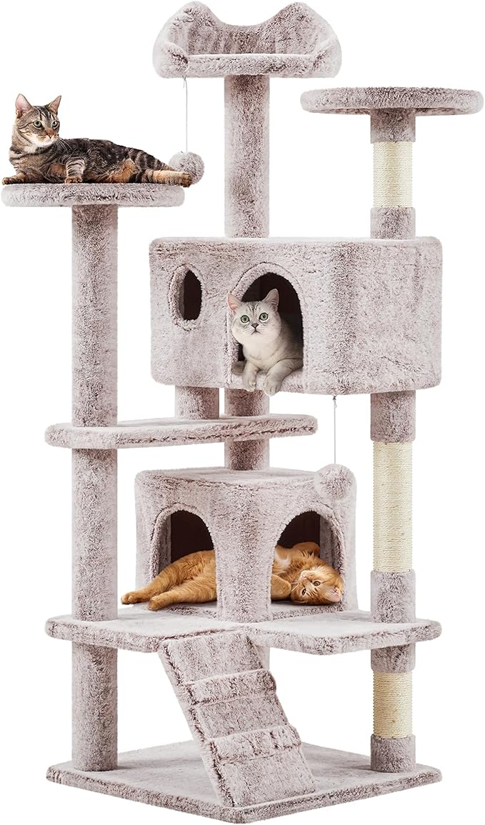 Yaheetech 54in Cat Tree, Cat Tower with Double Cat Condo, Sisal Scratching Posts, and Dangling Balls, Cat Furniture Kitten Play House