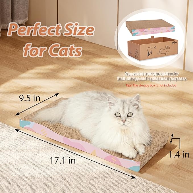 Cat Scratch Pad,2 pcs Large Cat Scratcher Cardboard with Premium Reversible Scratch Textures Design for Indoor Cat Use Wide Scratching Pad (2 PCS)