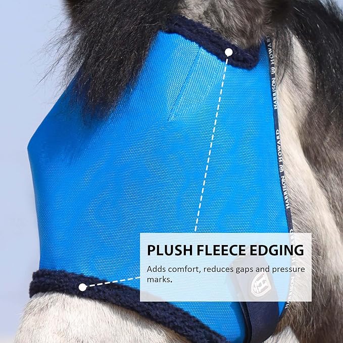 Harrison Howard All Round Mesh Horse Fly Mask UV Protective with Fleece Padded Edging Sky Blue L