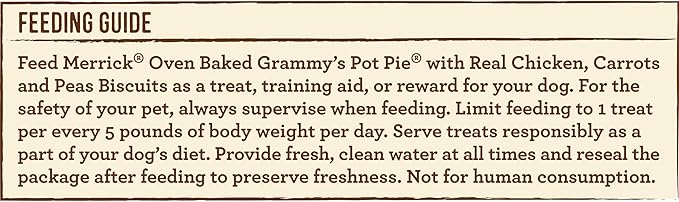 Merrick Oven Baked Natural And Crunchy Bag Of Treats, Dog Chicken Treats, Grammy’s Pot Pie With Real Chicken - 11 oz. Bag