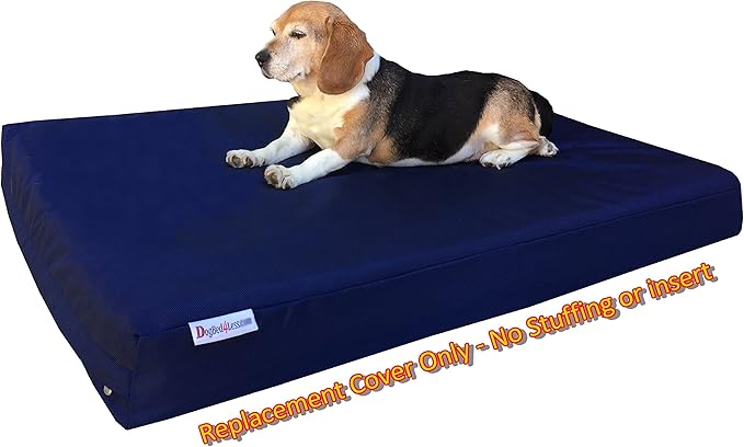 Dogbed4less Large 1680 Ballistic Heavy Duty Dog Pet Bed External Zipper Duvet Cover - Replacement cover only, 41X27X4 Inches, Navy Blue