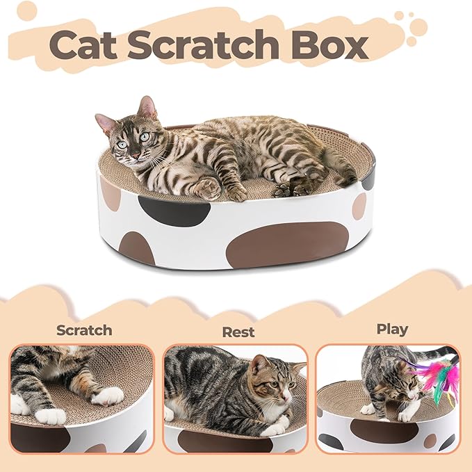 ComSaf Cat Scratching Board, Corrugated Cardboard Cat Scratcher Bed Lounge Durable Long Lasting, Cat Scratch Pad for Indoor Cats Protecting Furniture, 17 Inch x13 Inch (Oval)