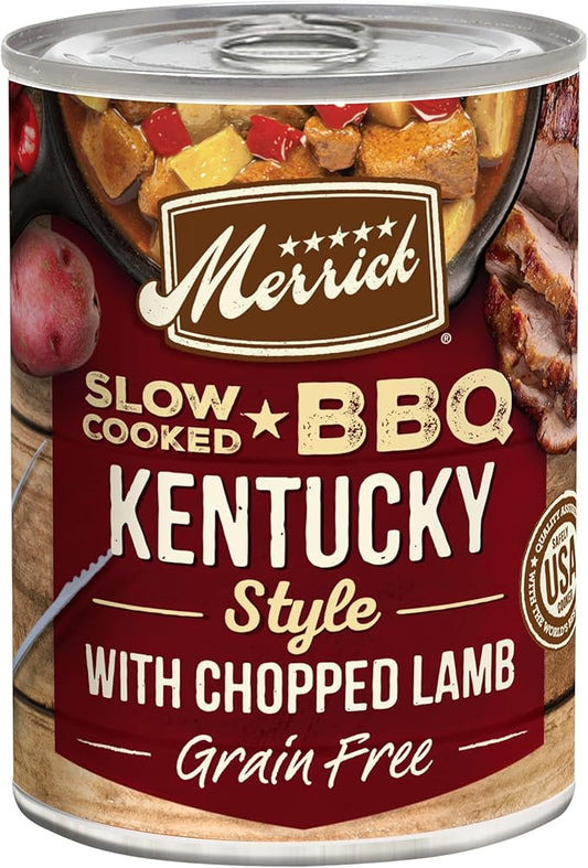 Merrick Slow-Cooked BBQ Premium And Healthy Real Meat Grain Free Canned Dog Food, Kentucky Style With Lamb - (Pack of 12) 12.7 oz. Cans