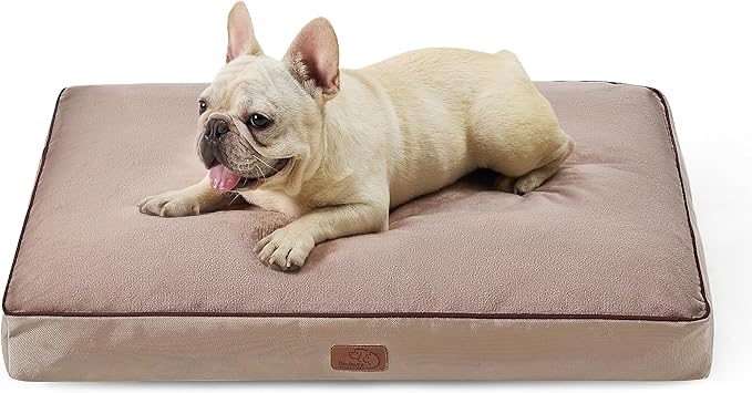 Bedsure Waterproof Dog Beds for Meidum Dogs - 4 inch Thicken Up to 50lbs Medium Dog Bed with Removable Washable Cover, Pet Bed Mat Pillows, Taupe