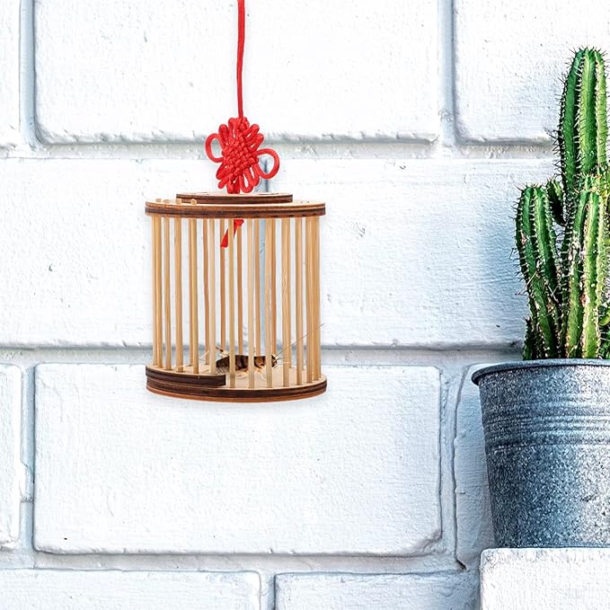 Wooden House Circular Grasshopper Cage Habitat Cricket Box Critter Breeding Cages Hanging Insert Cage for Grasshopper Crickets Small Pets