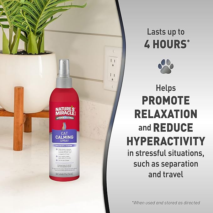 Nature's Miracle Advanced Platinum Cat Calming Spray, 8 Oz, Aid for Cats