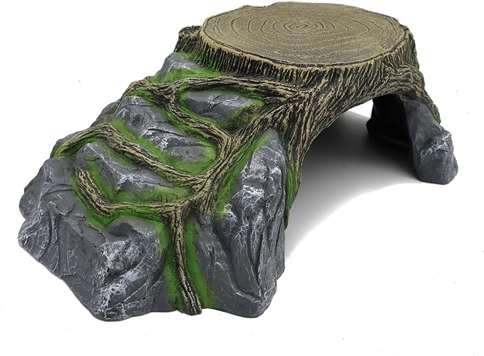 Extra Large Resin Reptile Hideouts Cave Habitat Decor for Reptiles, Amphibians, Fish Tanks and Gecko, Leopard