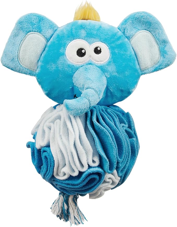 Outward Hound Nina Ottosson Stuff N' Snuffle Plush Snuffle Ball Dog Puzzle, Elephant, Blue