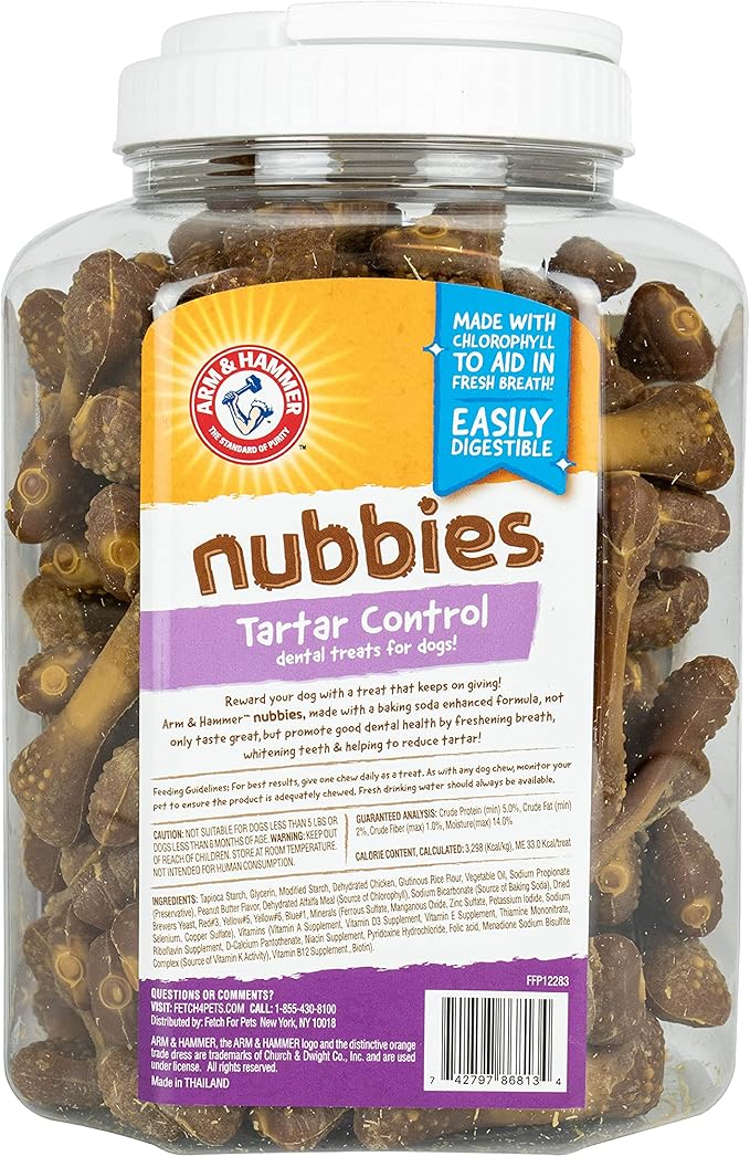 Arm & Hammer for Pets Nubbies Dental Treats for Dogs from Arm and Hammer - Dog Dental Chews Fight Bad Dog Breath, Plaque & Tartar-Dog Dental Care, 139 Count(Pack of 1)