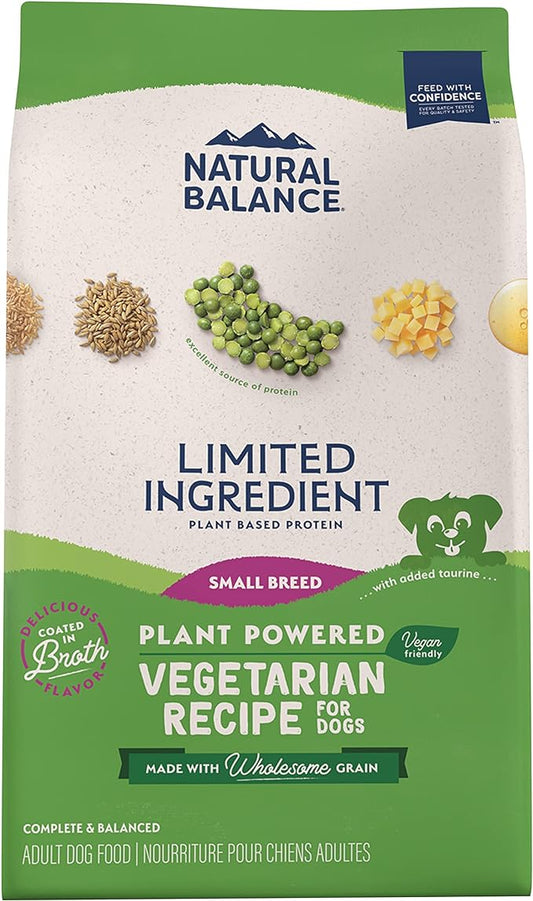 Natural Balance Limited Ingredient Small Breed Adult Dry Dog Food with Vegan Plant Based Protein and Healthy Grains, Vegetarian Recipe, 4 Pound (Pack of 1)