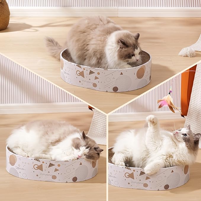 Cardboard Scratcher Pad Scratching Post:Oval Sturdy Cat Scratching Cardboard Pad Breathable Cat Scratch Pad, Cat Scratching Cardboard for Indoor Cats, Furniture Protecter