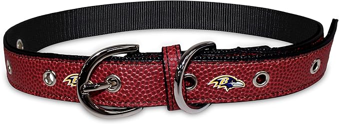 Pets First Tough Leather Pet Collar NFL Baltimore Ravens Premium Dog Collar, Limited Edition, Size Large. Best & Strongest Heavy-Duty Dog Collar!, Large (20-29"" Long & 1"" Wide) (BAL-3081-LG)