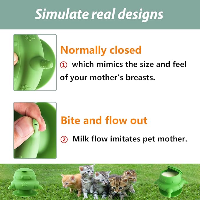 Puppy bottles for nursing,Puppy milk feeders for multiple puppies nipple,Puppy Feeder Milk Bowl,4 Nipples Silicone Puppy Nursing Station,Feeder Bowl for Kittens, Puppies,Capacity 240ml（Green）