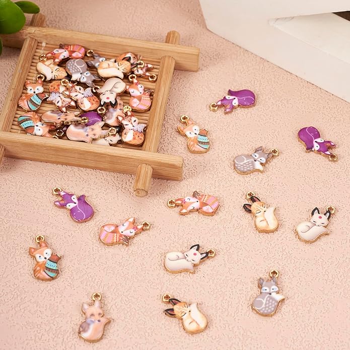 Enamel Animal Theme Charm Flower Cattle Head Cat Butterfly Fox Tortoise Charms Pendants for Earring Necklace Bracelet Keychain Jewelry Craft Making