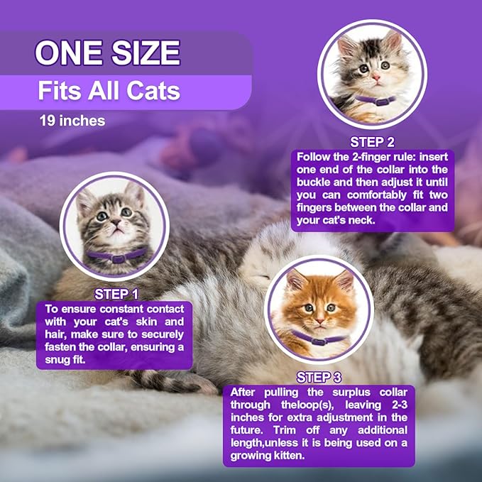 Calming Collar for Cats, 4 Pack Cat Calming Collar, Effective Relief Ancxiety Stress Cat Pheromone Collar, Water-Resistant & Adjustable Cat Calming Collar Fits Cats, Purple