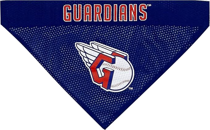 Pets First MLB Cleveland Guardians Reversible Bandana Large/X-Large for Dogs & Cats. 2 Sided Sports Bandana,Premium Embroidery Team Logo-2 Sizes & All MLB Teams Available,Team Color,CLG-3217-L-XL