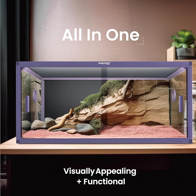 50 Gallon Reptile Tank, Front Opening Snake Tank for Easy Maintenance, Reptile Enclosure with Top Screen Ventilation 36''x18''x18''