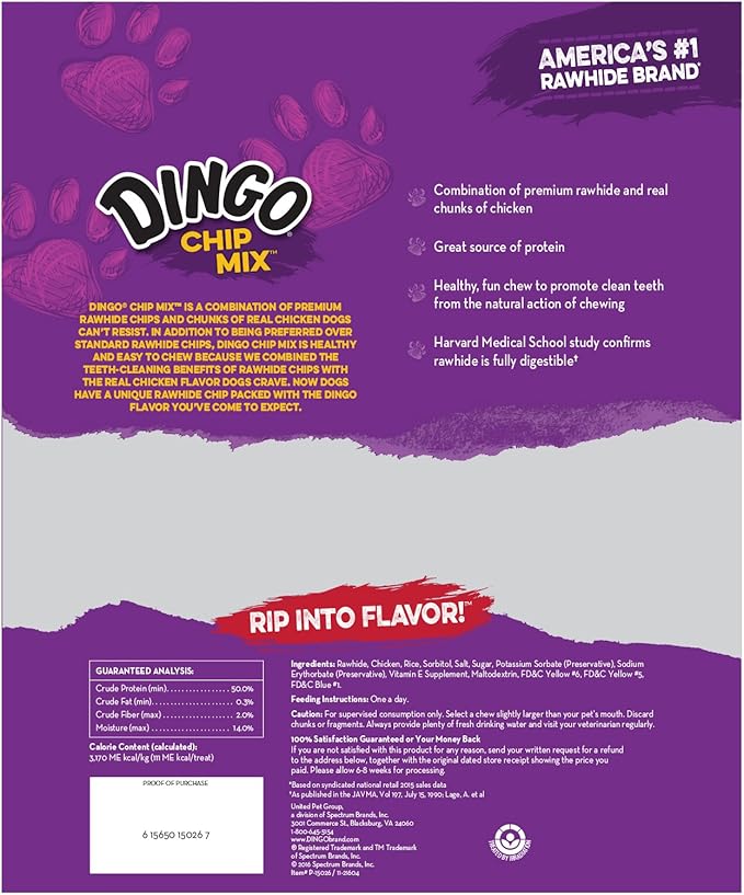 Dingo Chip Mix Snack For All Dogs, Chicken, 16-Ounce
