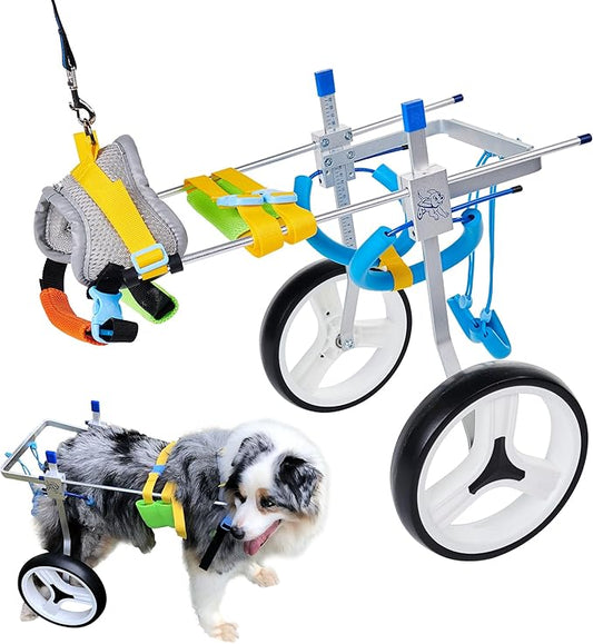 Adjustable Dog Wheelchair for Back Legs| Pet Wheelchairs with Disabled Hind Legs Walking|Stabel & Light Weight (7-Size) (M)