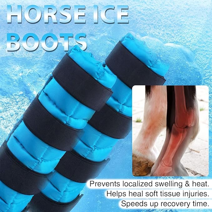 Harrison Howard 2 Packs Ice Boots for Horse Cool Gel Pack Leg Wrap for Treating Full Leg, Knee, Hock Injuries Reusable Ice Cooling Therapy, Universal Size