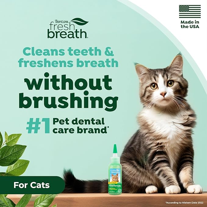 TropiClean No Brush Cat Toothpaste | Cat Dental Gel | Bad Breath Remedy | Cat Dental Care | Made in the USA | 2.2 oz.  