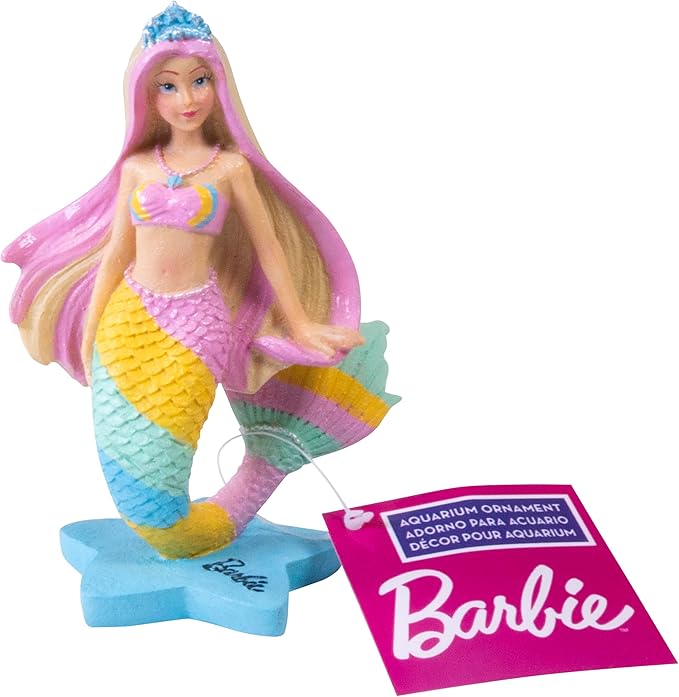 Bundle of Penn-Plax Officially Licensed Mermaid Barbie™ Aquarium Ornament on a Star Base and her Mermaid Friend on a Shell Base– Perfect Decoration for Fish Bowls, Aquariums, and Terrariums