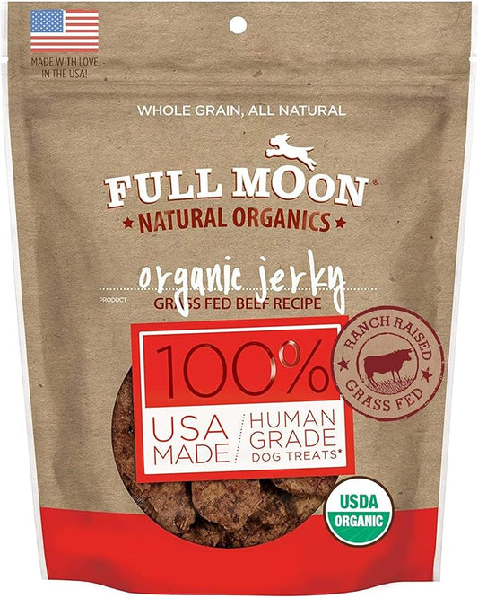 Full Moon Natural Organics Grass Fed Beef Jerky Healthy All Natural Dog Treats Human Grade 14 oz