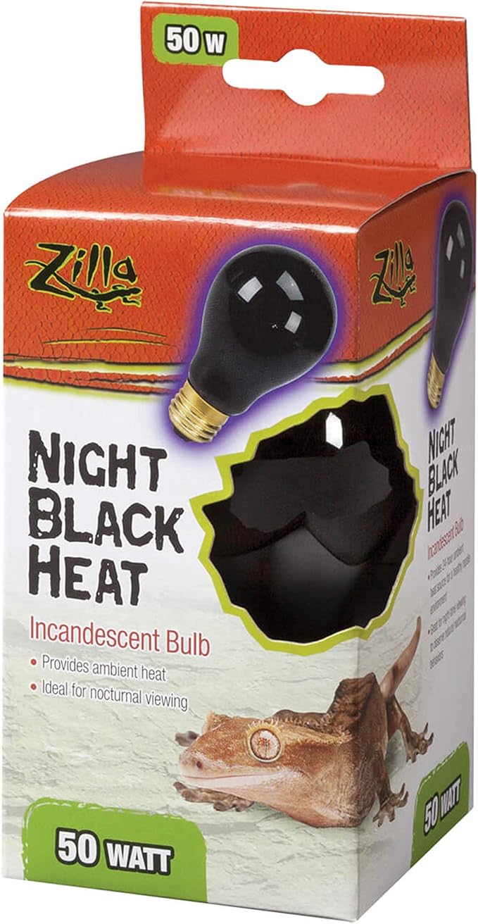 Zilla Reptile Terrarium Incandescent Heat Bulb, Night Black, 50 Watts