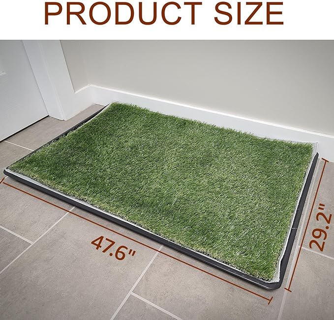 Dog Grass Large Patch Potty, Artificial Dog Grass Bathroom Turf for Pet Training, Washable Puppy Pee Pad, Perfect Indoor/Outdoor Portable Potty Pet Loo (Potty system-47.6"x29.2")