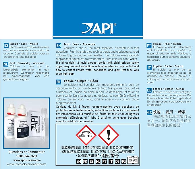 API CALCIUM TEST KIT Saltwater Aquarium Water 1-Count Test Kit, 69L (69L)